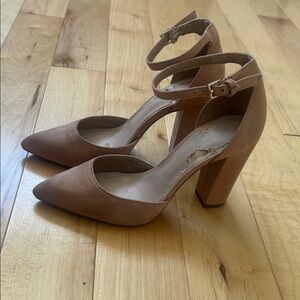 Aldo Faux Suede Brown Strap Heels